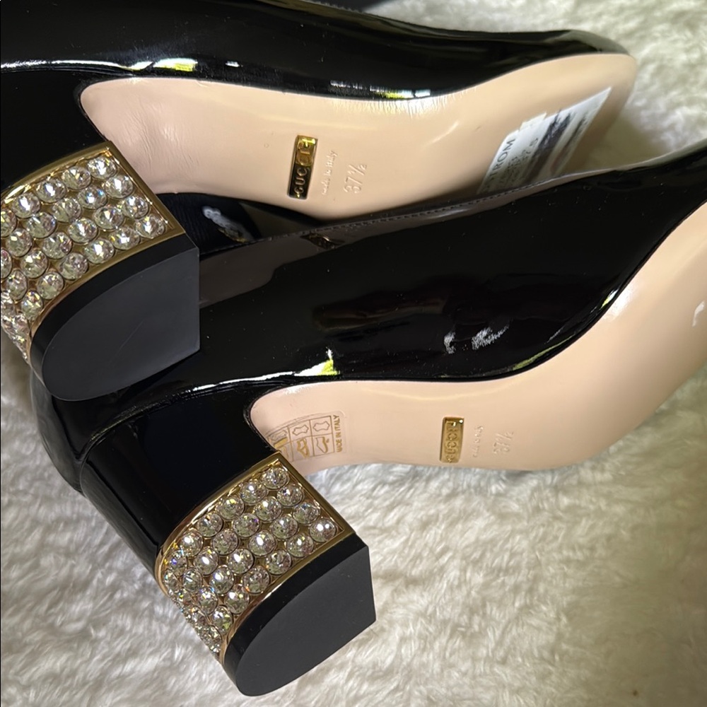 Gucci Black and Gold Heeled Boots - Picture 3 of 6